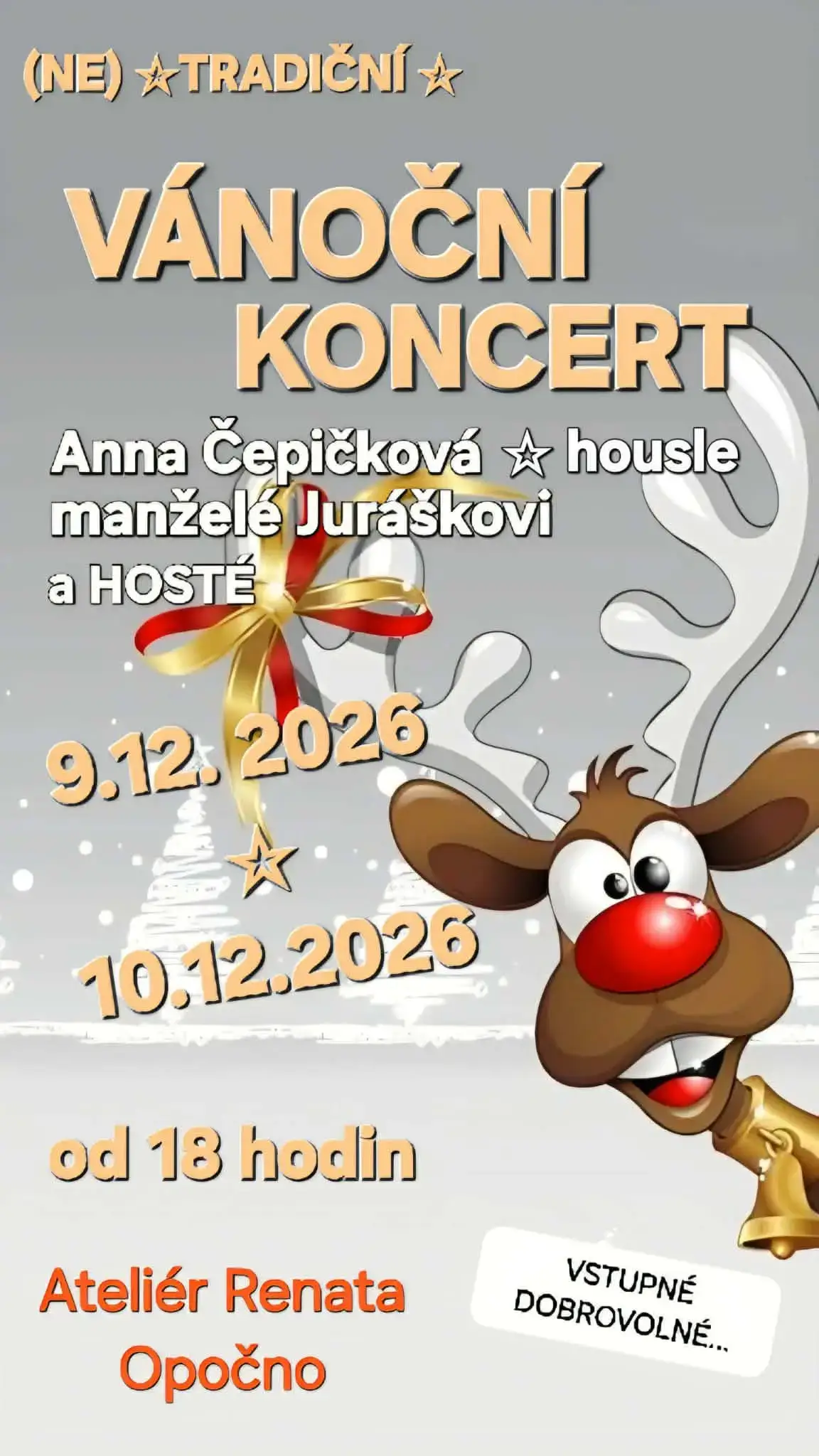 Vánoční koncert Anny Čepičkové, manželů Juráškových a jejich hostů.