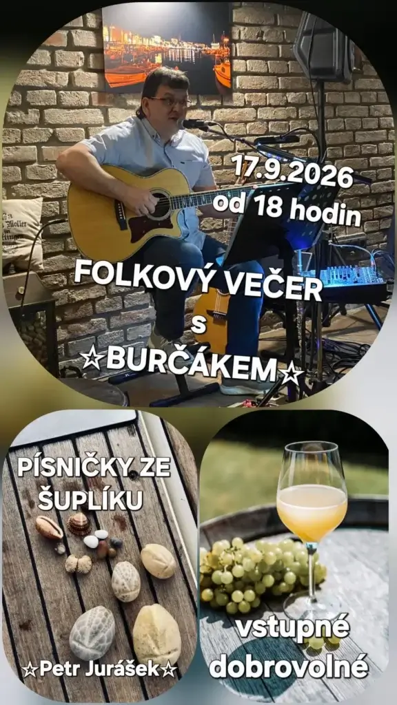 Folkový večer s burčákem a písničkami Petra Juráška